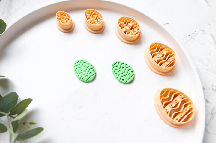 Embossed Easter Egg Polymer Clay Cutter: Geometric Flower Design