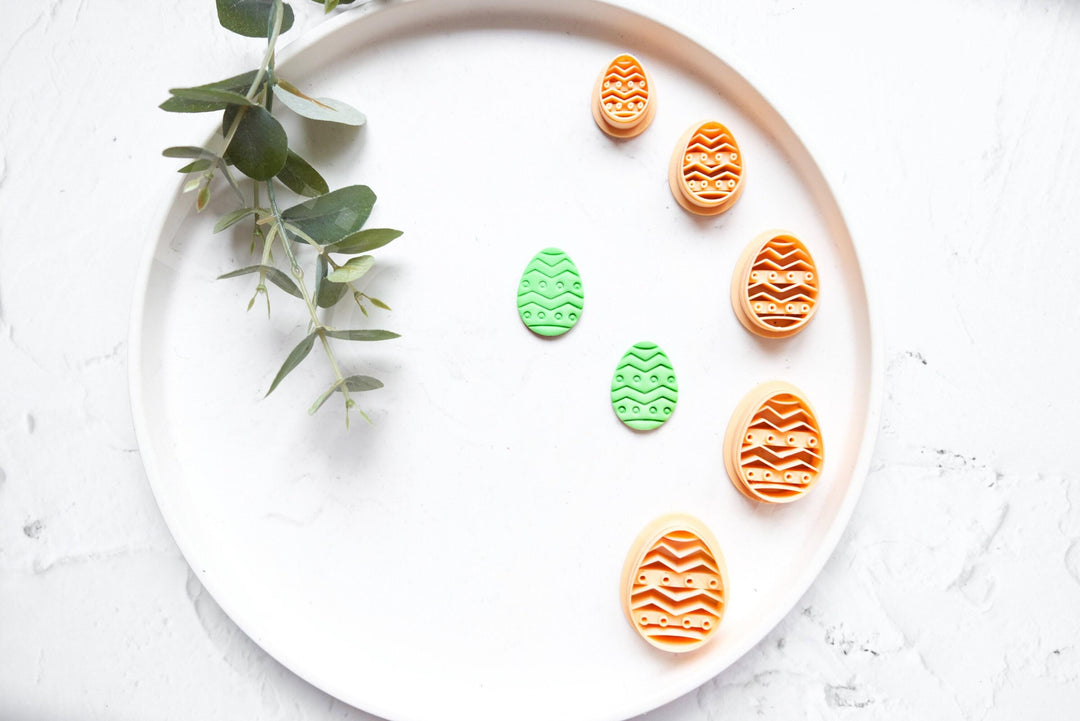 Embossed Easter Egg Polymer Clay Cutter: Geometric Flower Design