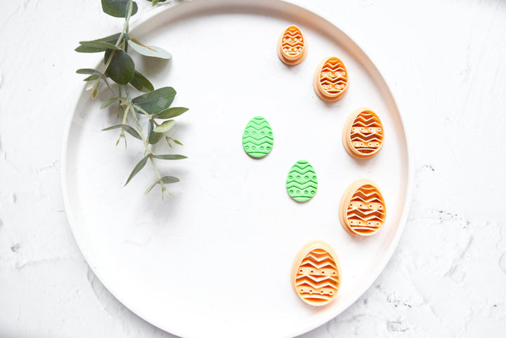 Embossed Easter Egg Polymer Clay Cutter: Geometric Flower Design