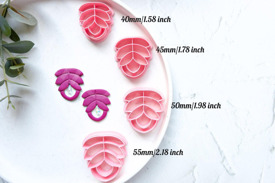 Flower Leaf Polymer Clay Cutter Set: Embossed Scallop Earring Cutters