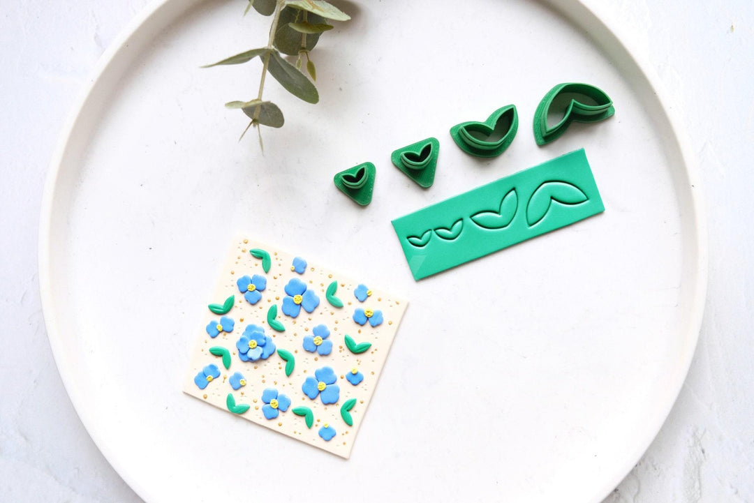 Flower & Leaf Polymer Clay Cutter Set | Mini Micro Clay Cutters for Earrings, Jewelry Craft Making