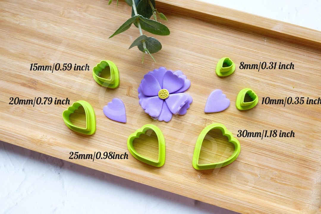 Flower Petal Clay Cutter Set: 3D Printed Polymer Clay Cutters