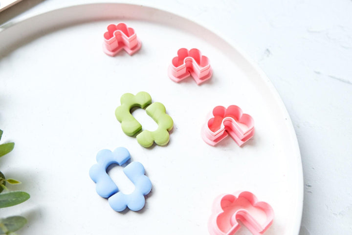 Half Flower Polymer Clay Cutter: Geometric Earring Design (30-45mm)
