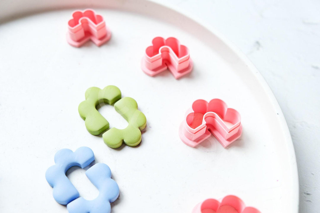 Half Flower Polymer Clay Cutter: Geometric Earring Design (30-45mm)