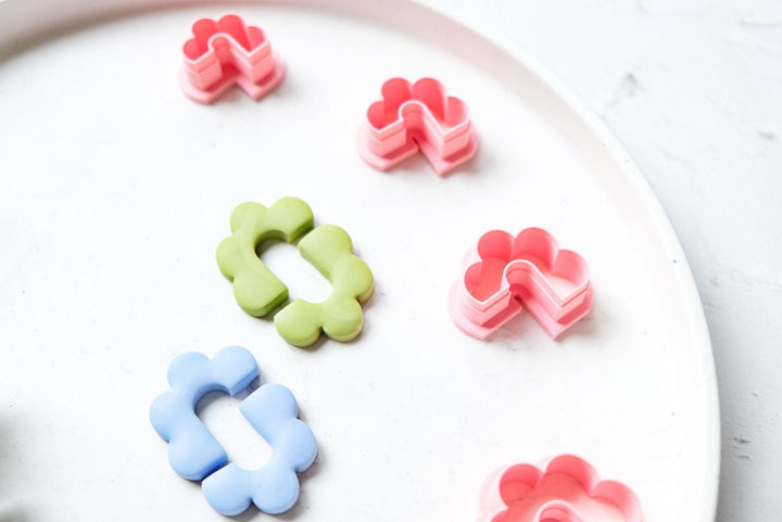 Half Flower Polymer Clay Cutter: Geometric Earring Design (30-45mm)