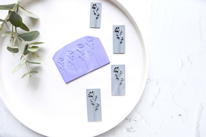 Flower Polymer Clay Stamp: Botanical Embossing Tool, Earring Making