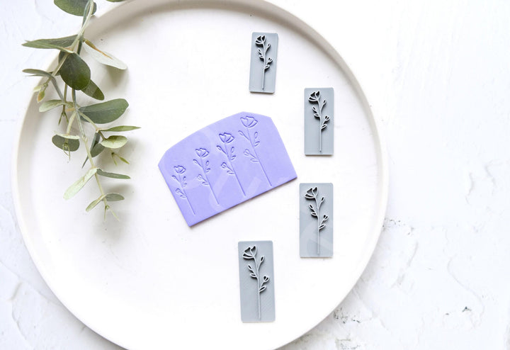 Flower Polymer Clay Stamp: Botanical Embossing Tool, Earring Making