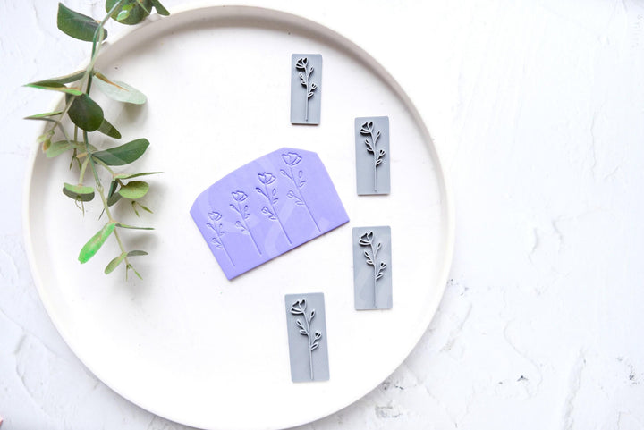 Flower Polymer Clay Stamp: Botanical Embossing Tool, Earring Making