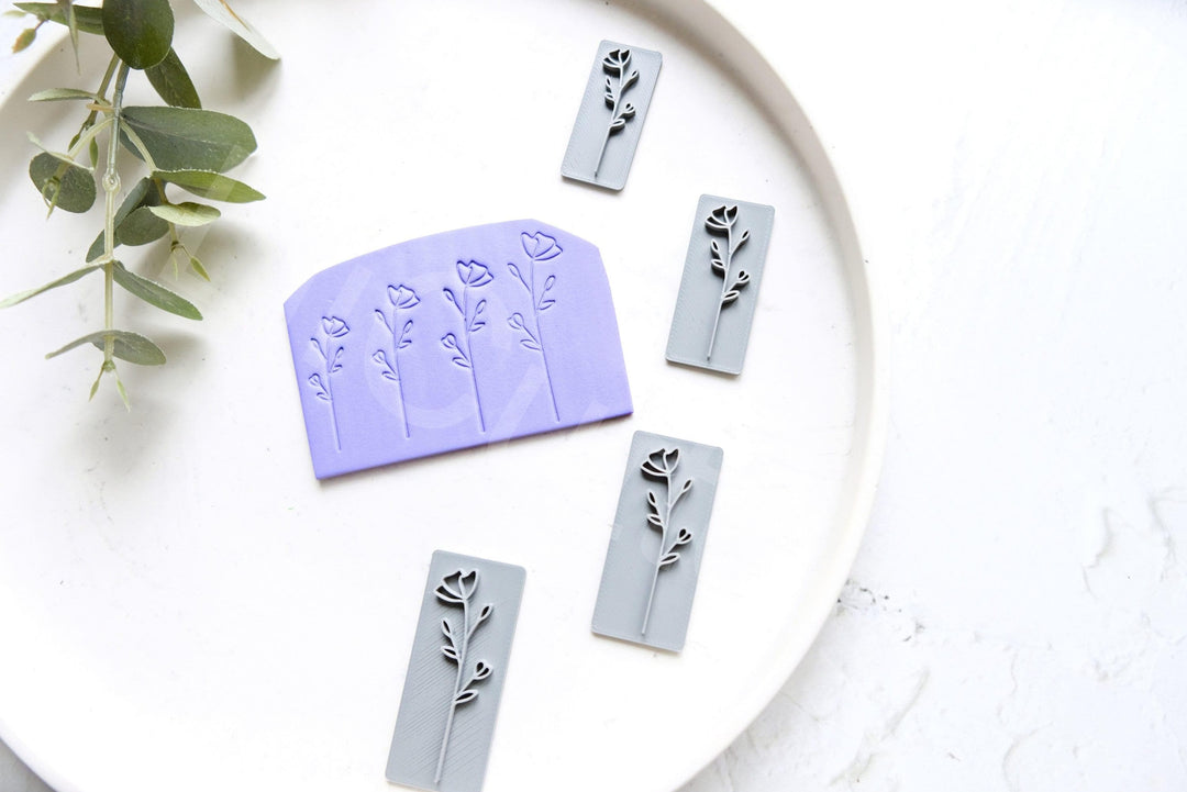 Flower Polymer Clay Stamp: Botanical Embossing Tool, Earring Making