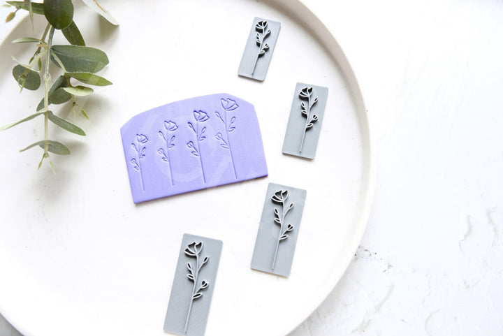 Flower Polymer Clay Stamp: Botanical Embossing Tool, Earring Making