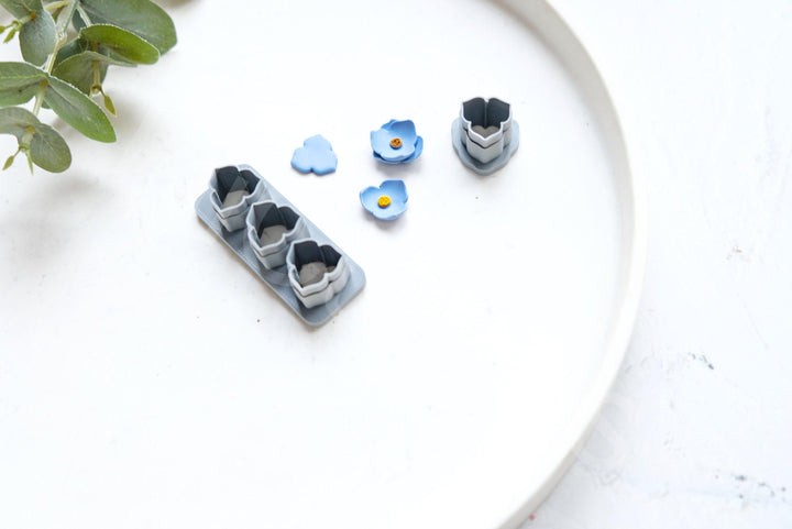 Flower Stud Polymer Clay Cutters: Lotus, Daisy, Mushroom (15mm)