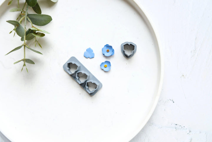 Flower Stud Polymer Clay Cutters: Lotus, Daisy, Mushroom (15mm)