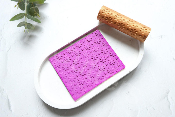 Daisy Flower Texture Roller: Polymer Clay Tool (80mm)