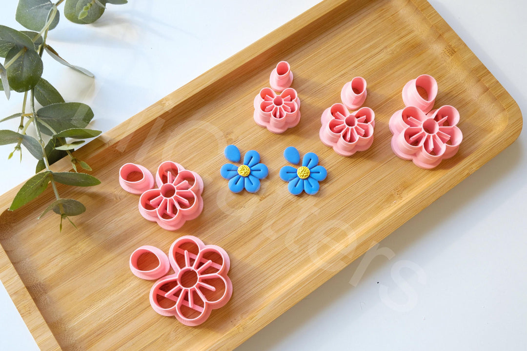 Forget Me Not Flower Clay Cutter Set: Polymer Clay Earrings (2pc)