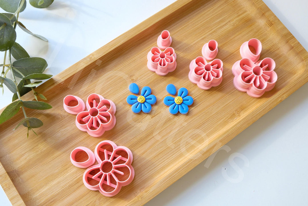 Forget Me Not Flower Clay Cutter Set: Polymer Clay Earrings (2pc)