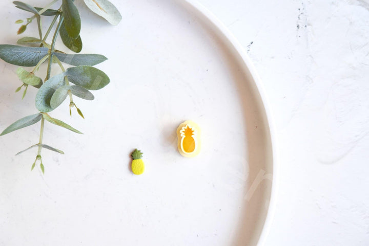 Fruit Stud Earring Clay Cutter Set: Apple, Lemon, Strawberry, Pineapple