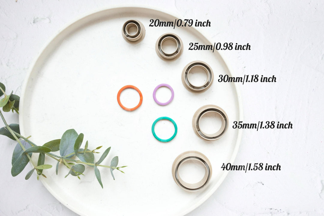 Geometric Circle Polymer Clay Cutter – 20–40mm Round Clay Cutters for Earrings, Hair Clips & Biscuits, 3D Printed Jewelry Making Tools