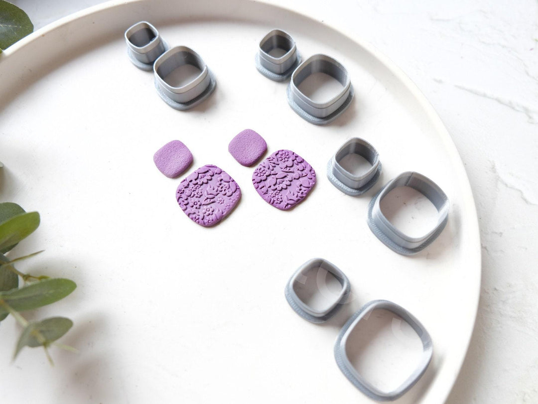 Geometric Square Polymer Clay Cutters (2pc): Earring & Biscuit Cutters