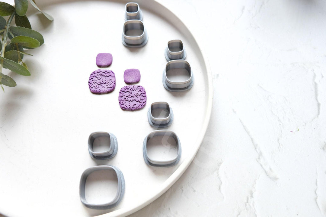 Geometric Square Polymer Clay Cutters (2pc): Earring & Biscuit Cutters