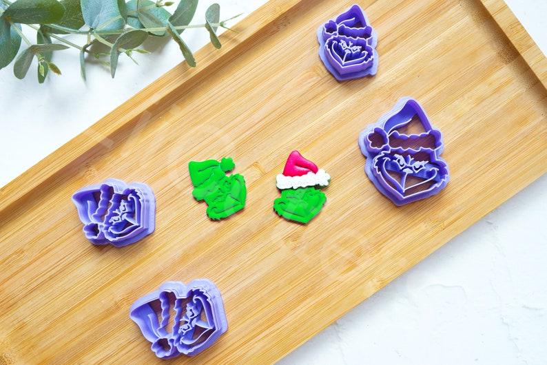 Grinch Polymer Clay Cutter: Christmas Earring Embossed Cutter, Grinch earrings, Grinch holiday accessory