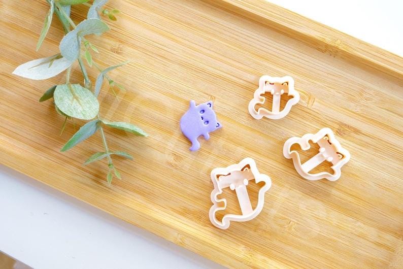 Halloween Cat Ghost Clay Cutter: Polymer Clay Earrings