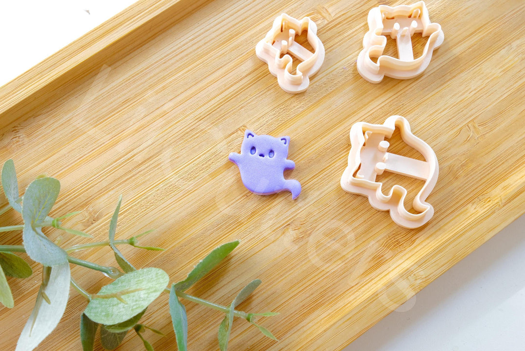 Halloween Cat Ghost Clay Cutter: Polymer Clay Earrings