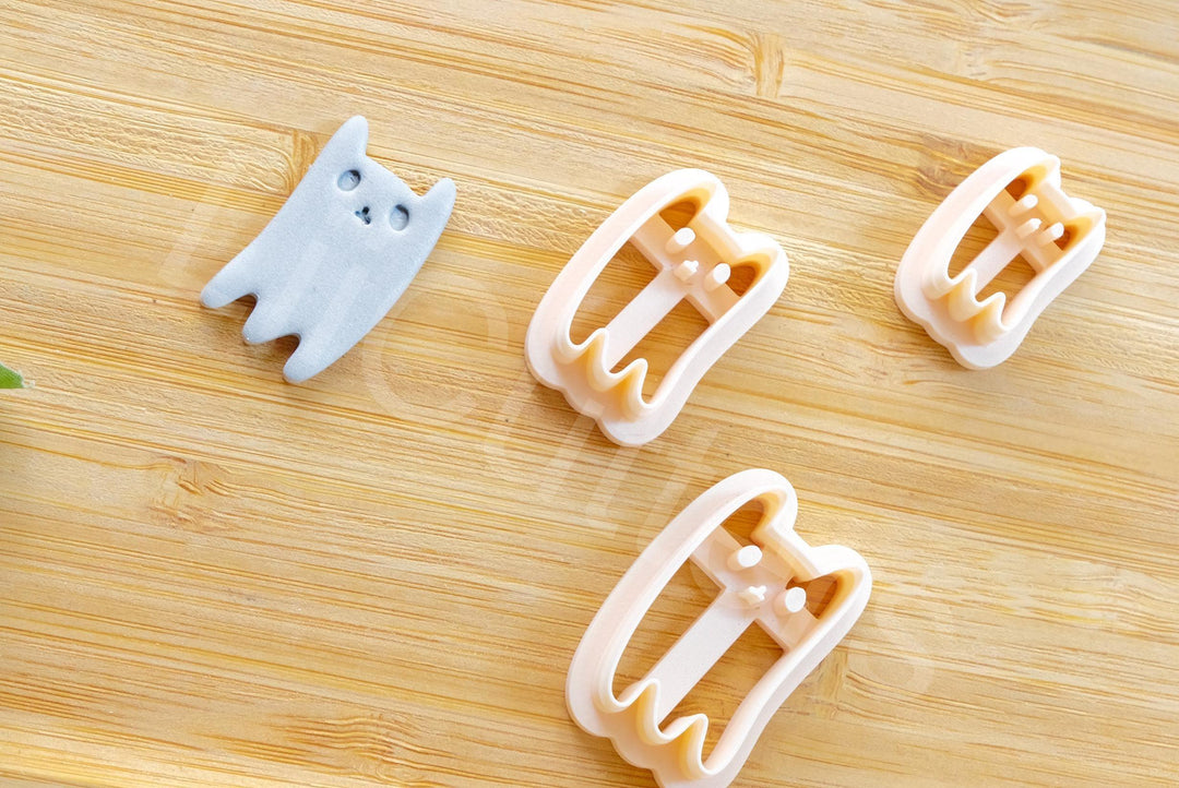 Halloween Cat Ghost Clay Cutter: Polymer Clay Earring DIY