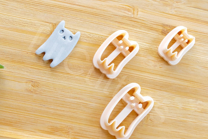 Halloween Cat Ghost Clay Cutter: Polymer Clay Earring DIY