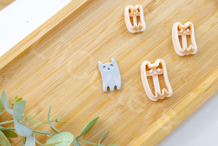 Halloween Cat Ghost Clay Cutter: Polymer Clay Earring DIY