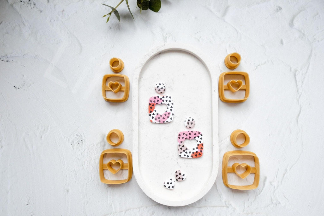 Heart Clay Cutters: Polymer Clay Earring & Cookie Cutter Set