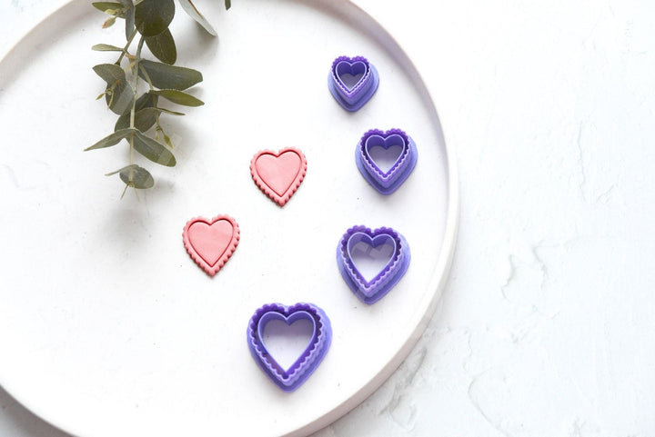 Heart Polymer Clay Cutter – Scalloped Valentine Clay Cutter for Earrings, Mini Clay Tool for DIY Jewelry Making, 3D Printed