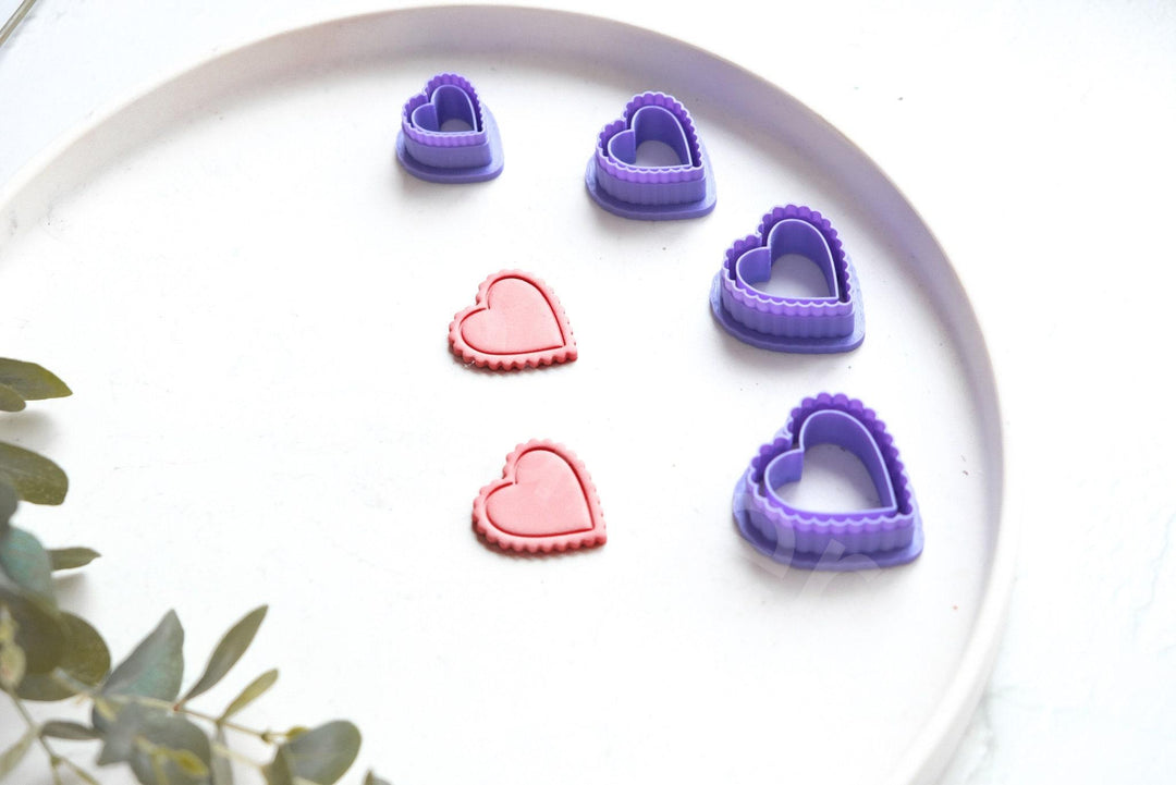 Heart Polymer Clay Cutter – Scalloped Valentine Clay Cutter for Earrings, Mini Clay Tool for DIY Jewelry Making, 3D Printed