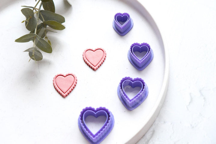 Heart Polymer Clay Cutter – Scalloped Valentine Clay Cutter for Earrings, Mini Clay Tool for DIY Jewelry Making, 3D Printed