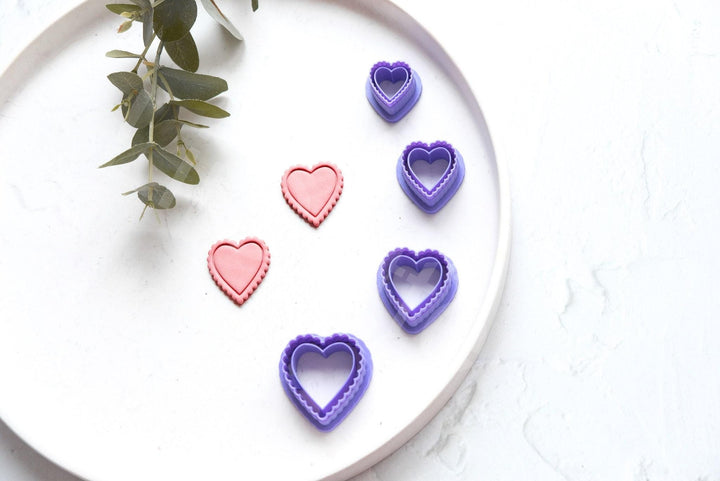 Heart Polymer Clay Cutter – Scalloped Valentine Clay Cutter for Earrings, Mini Clay Tool for DIY Jewelry Making, 3D Printed