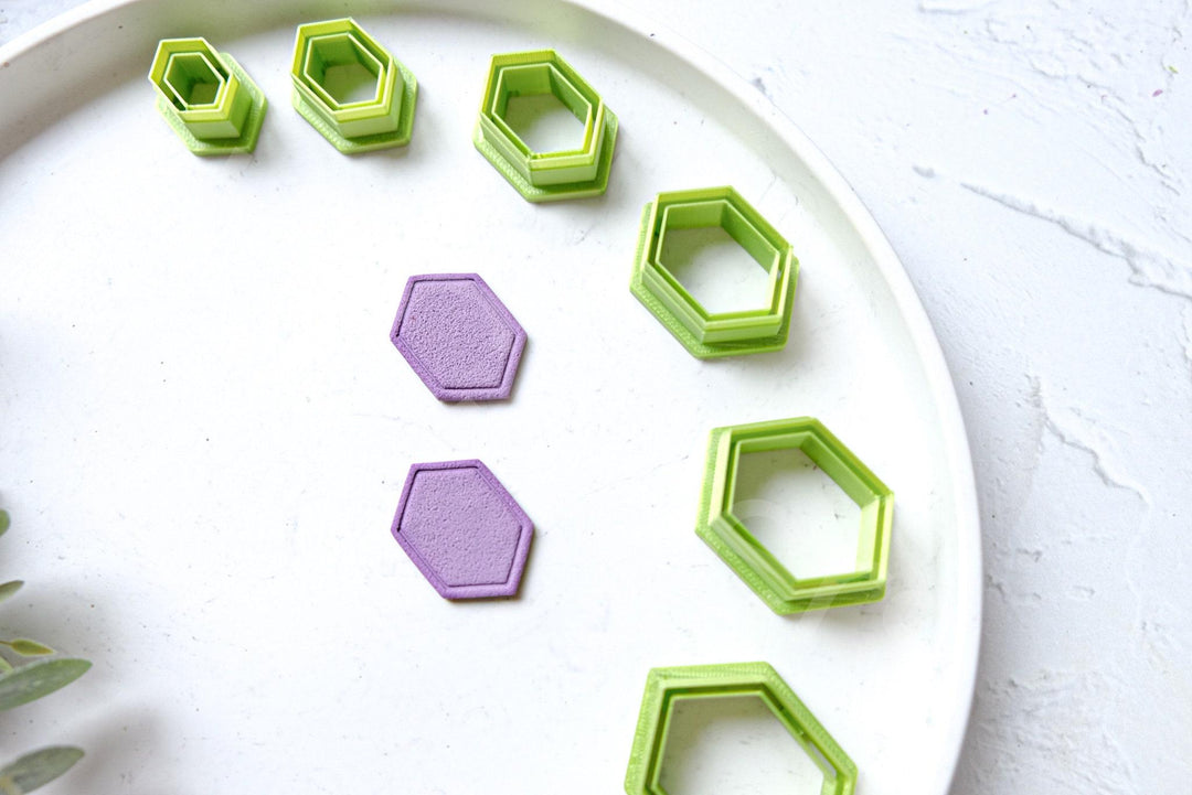 Hexagon Clay Cutter Set: Geometric Embossed Earring Tool