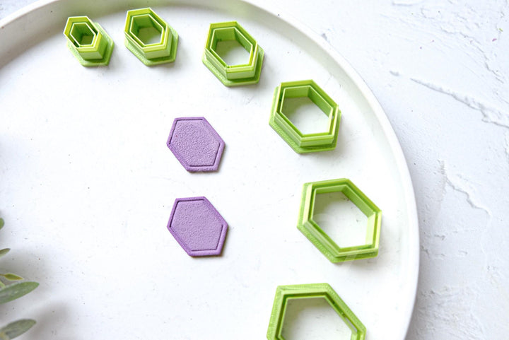 Hexagon Clay Cutter Set: Geometric Embossed Earring Tool