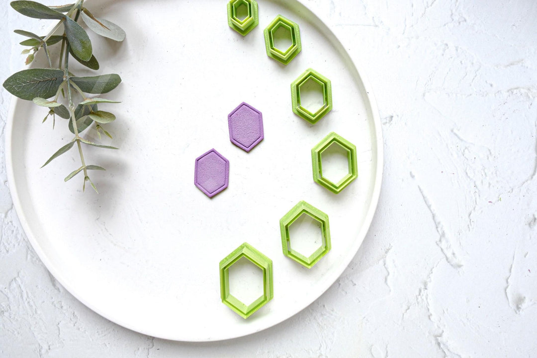 Hexagon Clay Cutter Set: Geometric Embossed Earring Tool