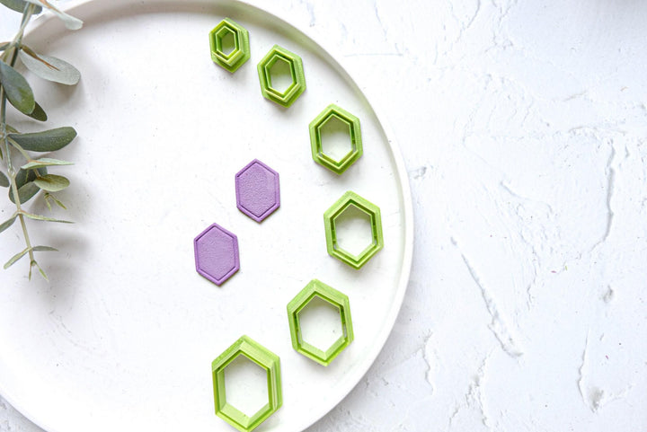 Hexagon Clay Cutter Set: Geometric Embossed Earring Tool