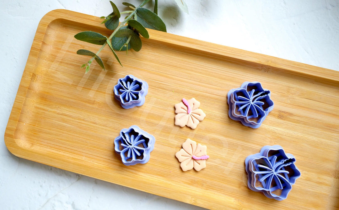 Hibiscus Flower Polymer Clay Cutter Set – Tropical Floral Clay Cutters for Earring Making, Boho Flower Shape Molds, Summer Jewelry Tool
