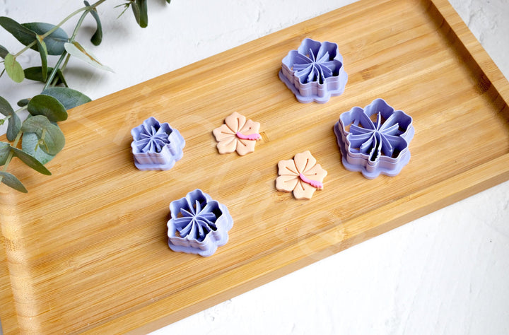 Hibiscus Flower Polymer Clay Cutter Set – Tropical Floral Clay Cutters for Earring Making, Boho Flower Shape Molds, Summer Jewelry Tool