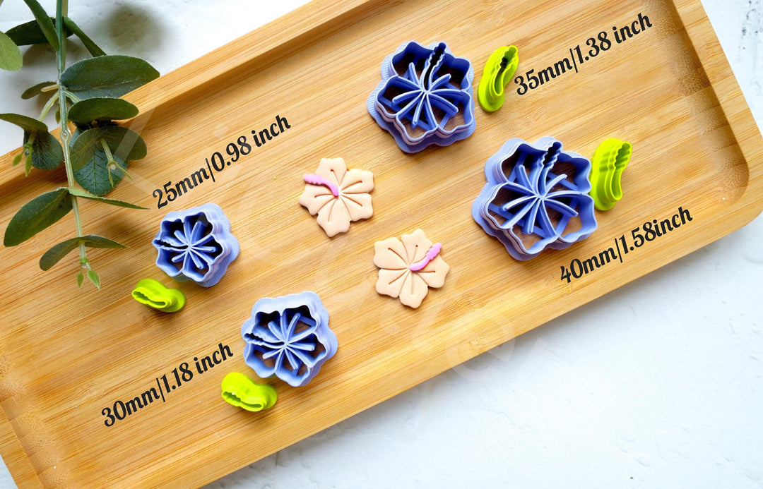Hibiscus Flower Polymer Clay Cutter Set – Tropical Floral Clay Cutters for Earring Making, Boho Flower Shape Molds, Summer Jewelry Tool