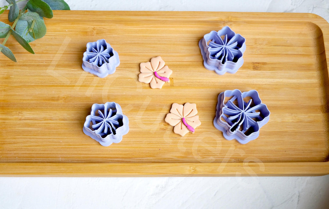 Hibiscus Flower Polymer Clay Cutter Set – Tropical Floral Clay Cutters for Earring Making, Boho Flower Shape Molds, Summer Jewelry Tool