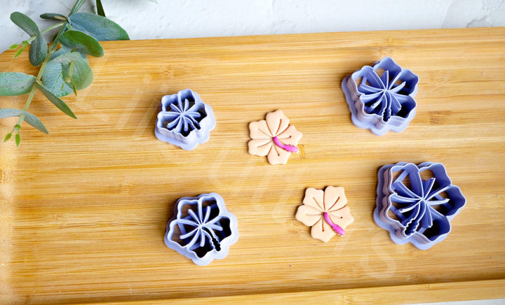 Hibiscus Flower Polymer Clay Cutter Set – Tropical Floral Clay Cutters for Earring Making, Boho Flower Shape Molds, Summer Jewelry Tool