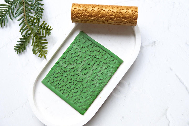 Holly Leaf Christmas Clay Roller | Polymer Clay Texture Roller | Holiday Embossing Tool for Clay | Christmas Earrings| Winter Craft Supplies
