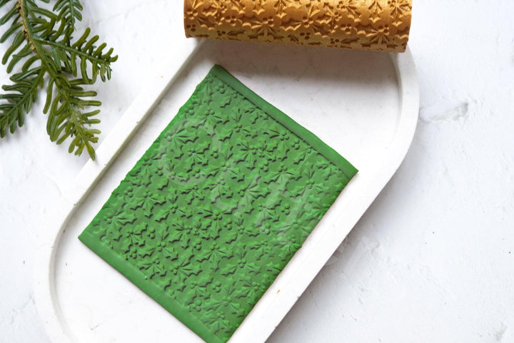 Holly Leaf Christmas Clay Roller | Polymer Clay Texture Roller | Holiday Embossing Tool for Clay | Christmas Earrings| Winter Craft Supplies