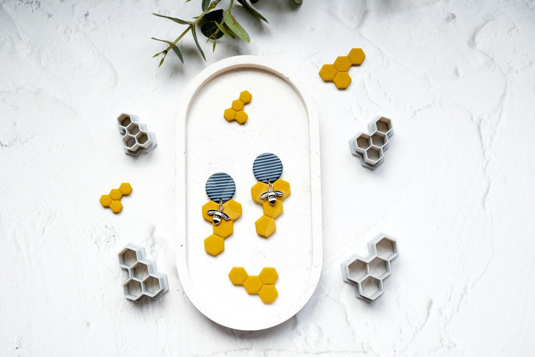 Honeycomb Clay Cutter: Bee Earrings, Cookie Fondant Cutter
