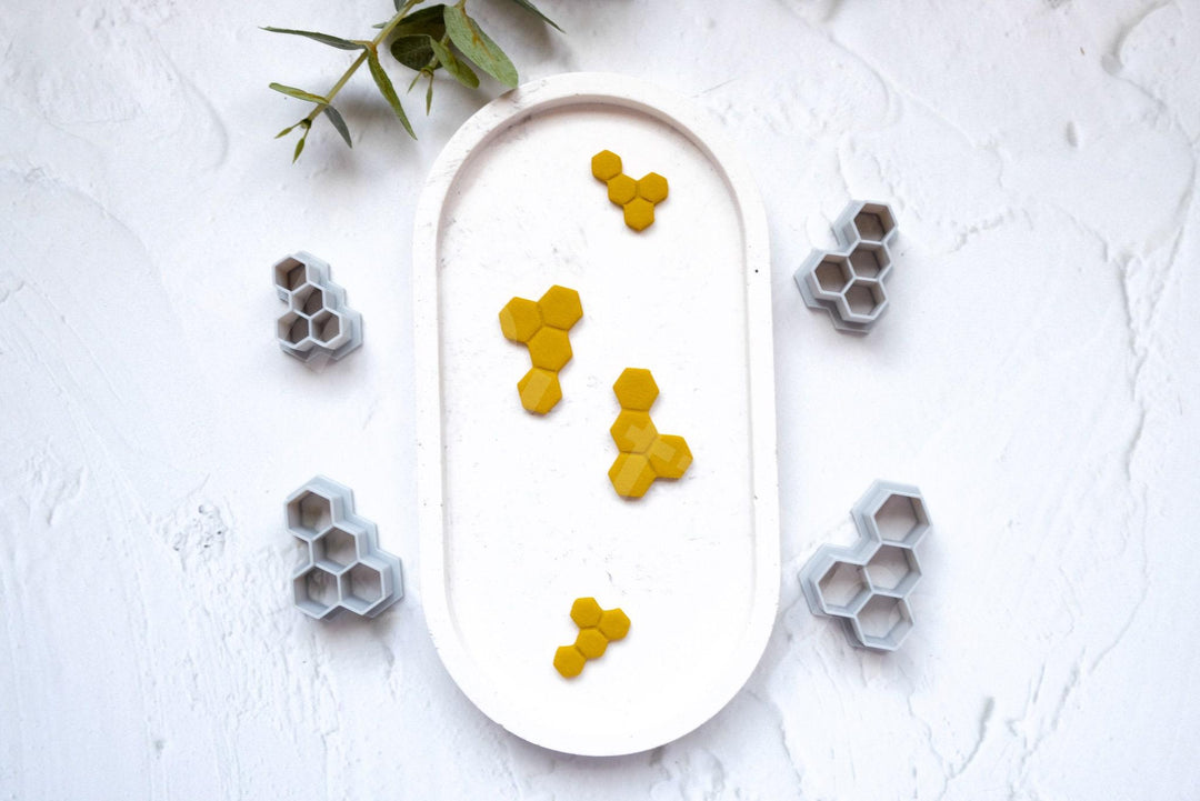 Honeycomb Clay Cutter: Bee Earrings, Cookie Fondant Cutter