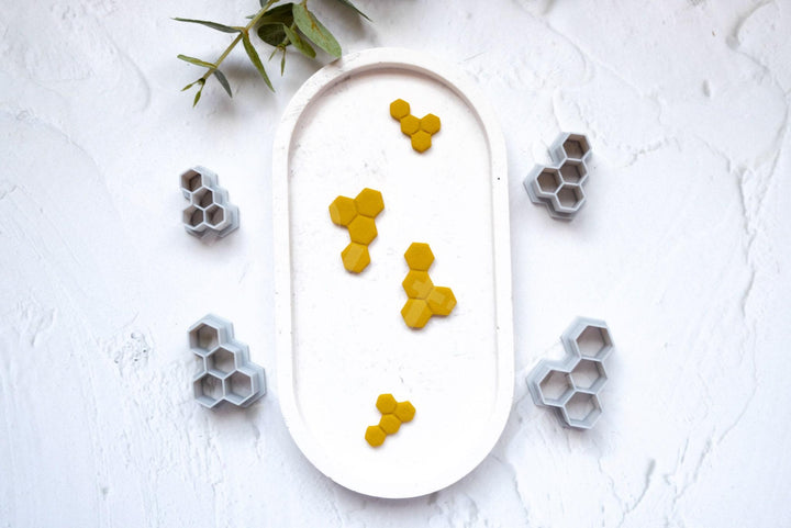 Honeycomb Clay Cutter: Bee Earrings, Cookie Fondant Cutter