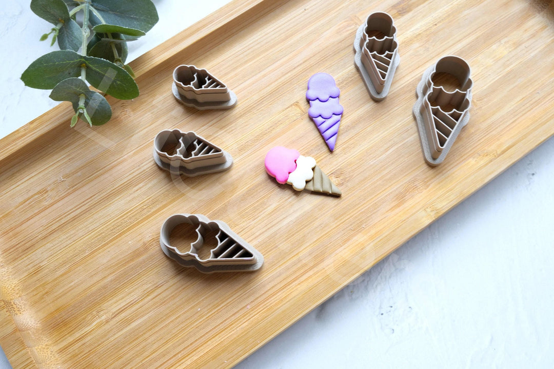 Ice Cream Clay Cutter Set: 3D Printed Polymer Cutters