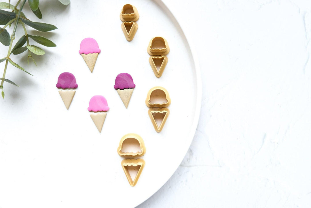 Ice Cream Polymer Clay Cutter Set – Summer Mini Clay Cutters for Earrings, DIY Jewelry Making Tools, 3D Printed Clay Supplies